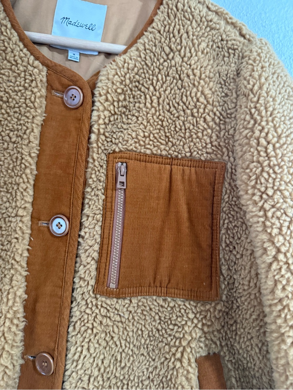 Madewell Tan Teddy Sherpa Button-Front Jacket - Picture 4 of 4